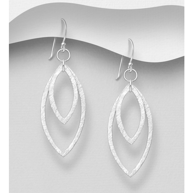 Sterling Sterling Drop Earrings-Matte Silver Ovals