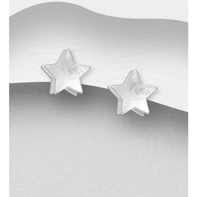 Sterling Studs-Matte Silver Double Stars