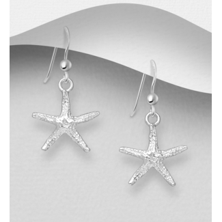 Sterling Sterling Drops-Hammered Starfish