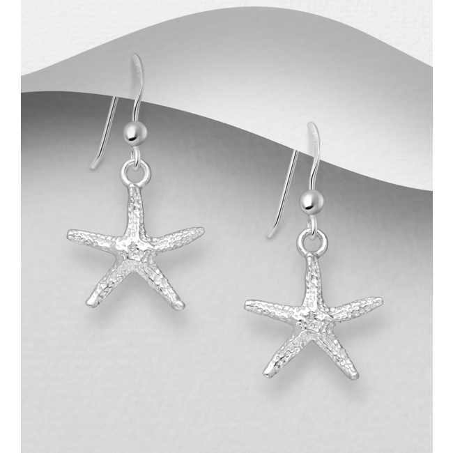 Sterling Sterling Drops-Hammered Starfish