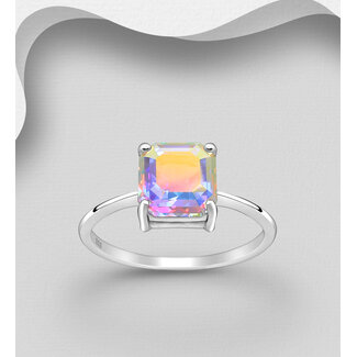 Sterling Sterling-Austrian Crystal Facet Ring