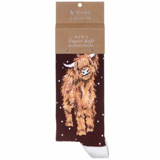 WRENDALE Men’s Bamboo Christmas Sock - Highland Cow