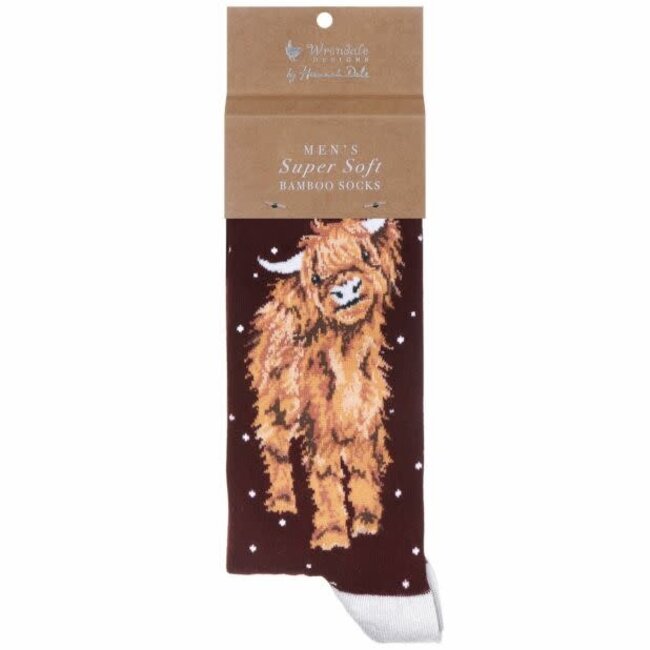 WRENDALE Men’s Bamboo Christmas Sock - Highland Cow