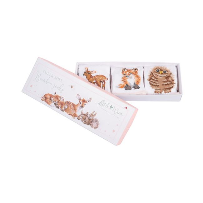 Wrendale Little Forest Woodland Animal Baby Sock Set/3: