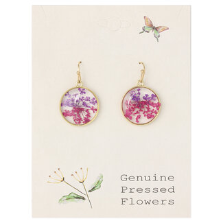 Zad Cottage Pink/Purple Round Dried Flower Earrings