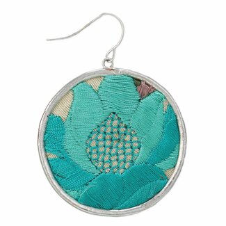 Round Embroidered Turquoise Drops