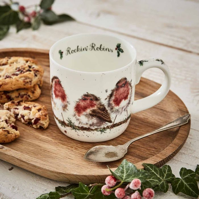 Wrendale Wrendale Mug-Christmas-Rocking Robins-11oz.