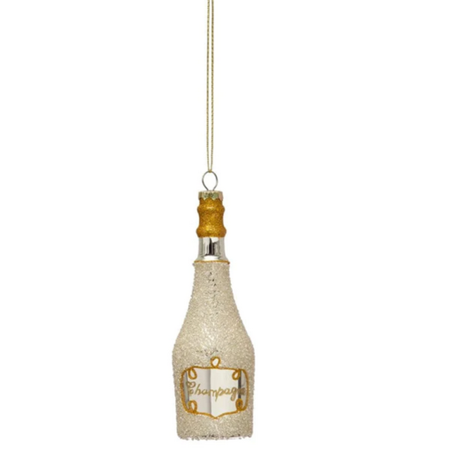 Glass Champagne Bottle Ornament