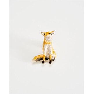 Fable England Enamel Fox Brooch