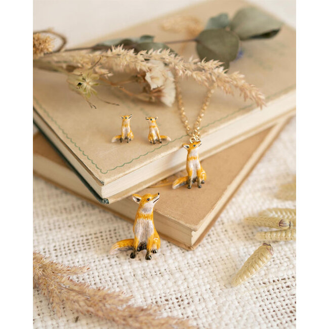 Fable England Enamel Fox Brooch