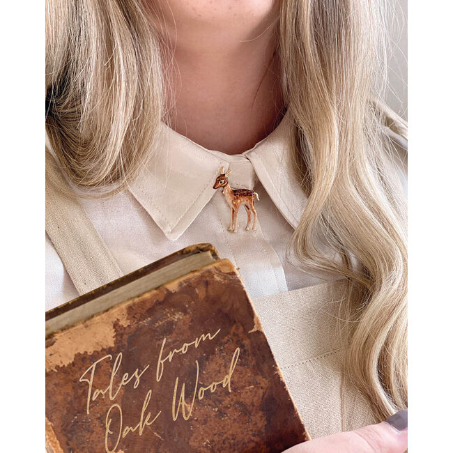 Fable England Enamel Fawn Brooch