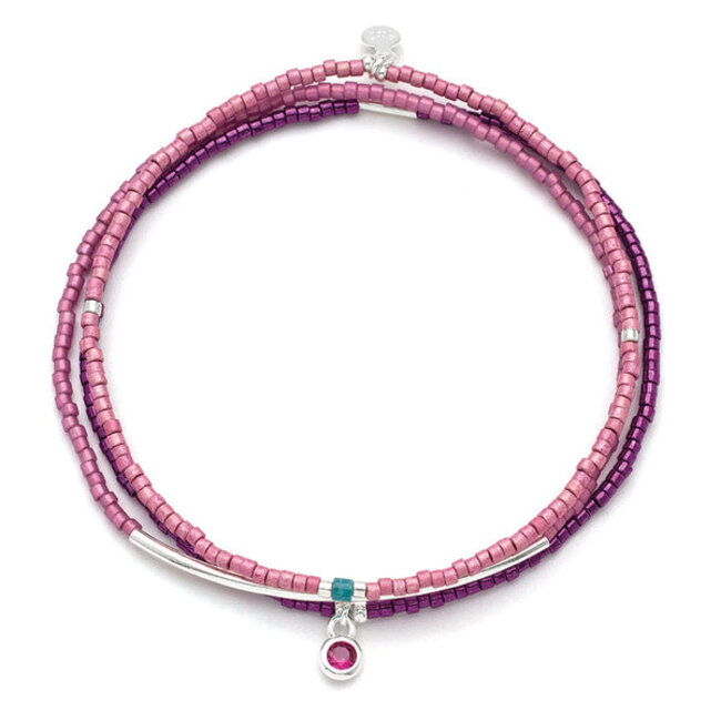 Scout Tonal Chromacolor Miyuki Bracelet Trio Fuchsia/Silver