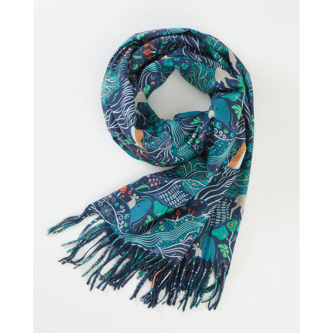 Fable England The Enchanted Tree Thick Scarf - Navy