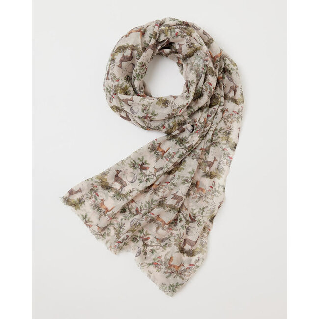 Fable England A Night's Tale - Grey Woodland Scene - Lightweight Scarf