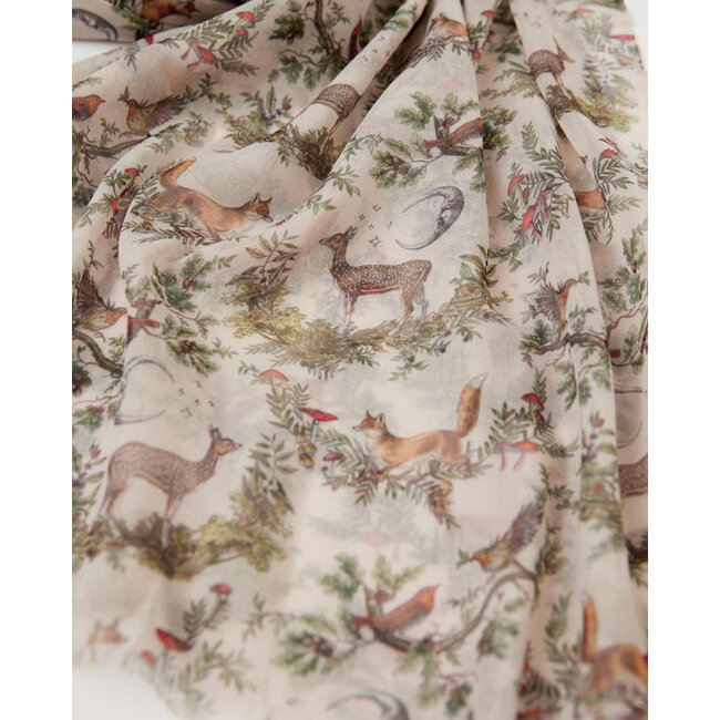 Fable England A Night's Tale - Grey Woodland Scene - Lightweight Scarf
