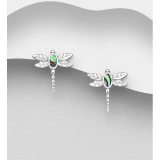 Sterling Studs-Delicate Sterling Silver & Shell Dragonfly Earrings (more colours)