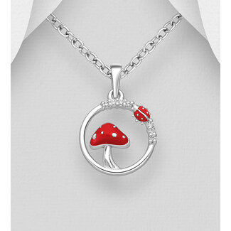 Sterling Sterling Mushroom & Ladybug Necklace