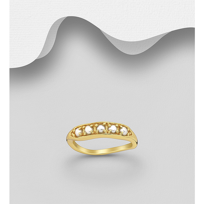 Sterling Ring-18KT. Gold over Silver with Pearls