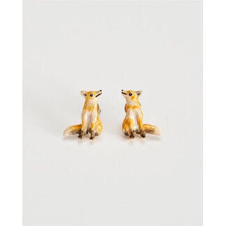 Fable England Fable Enamel Fox Stud Earrings