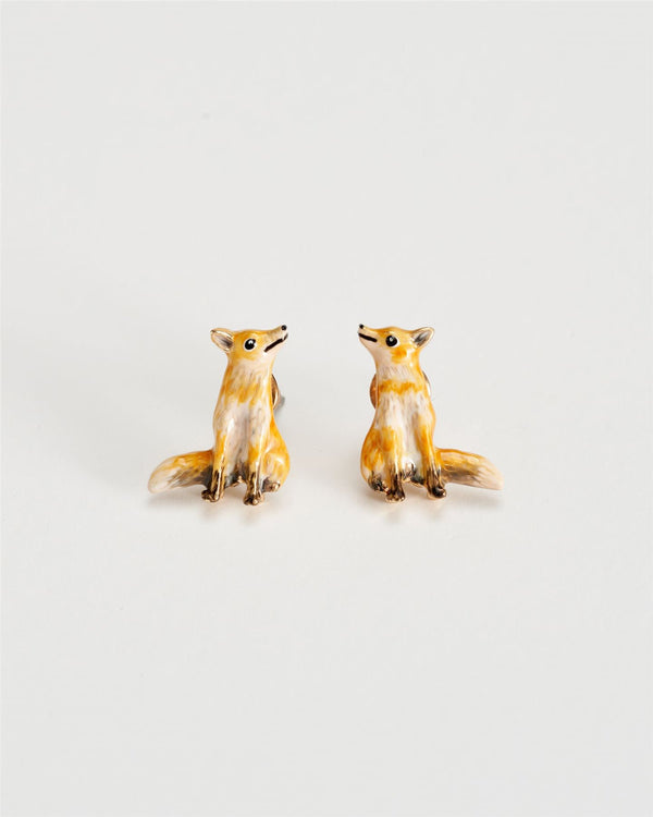 Fable Enamel Fox Stud Earrings