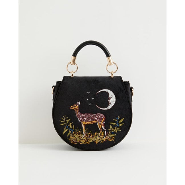Fable England Deer & Moon Velvet Saddle Bag