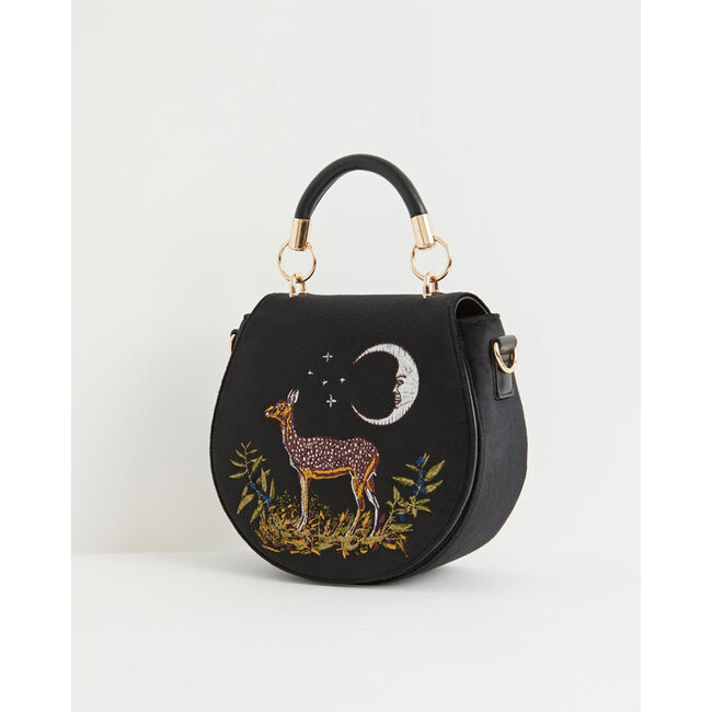 Fable England Deer & Moon Velvet Saddle Bag