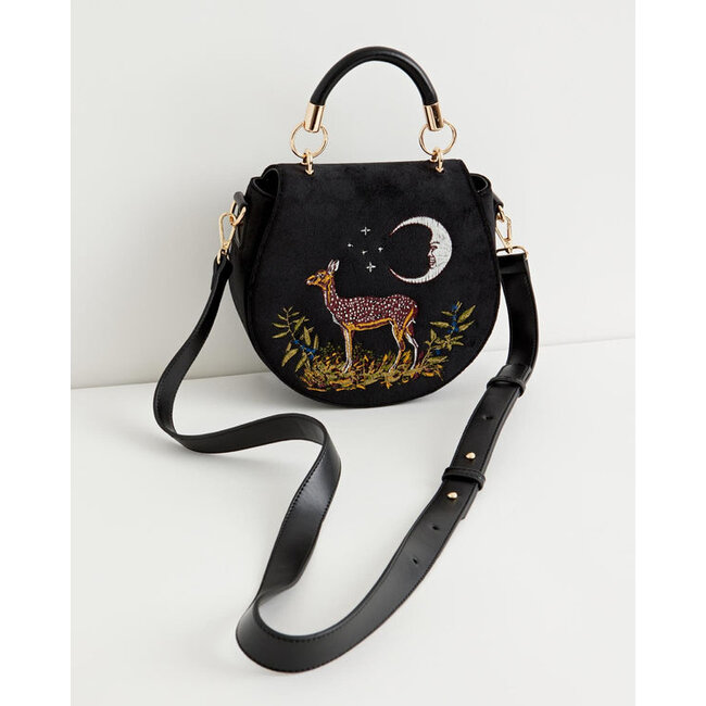 Fable England Deer & Moon Velvet Saddle Bag