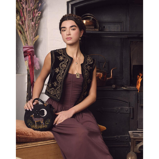 Fable England Deer & Moon Velvet Saddle Bag