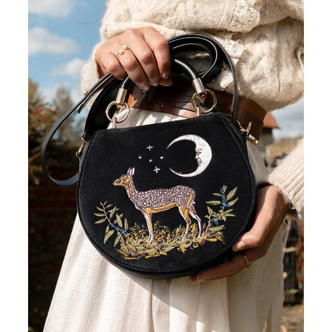 Fable England Deer & Moon Velvet Saddle Bag