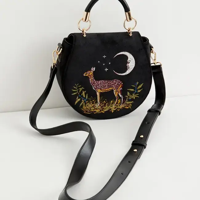 Fable England Deer & Moon Velvet Saddle Bag