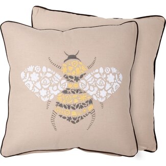Embroidered Pillow - Floral Bee
