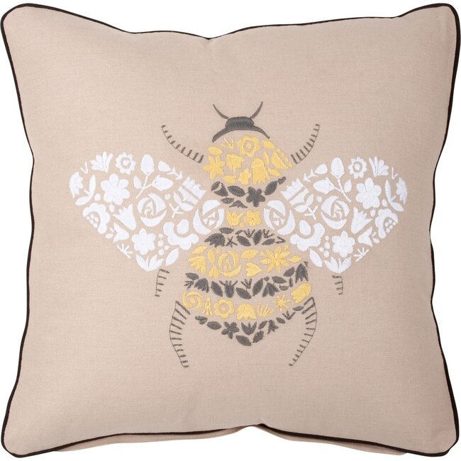 Embroidered Pillow - Floral Bee