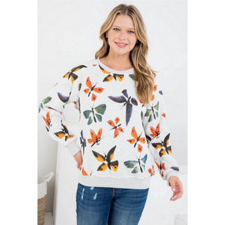 Colourful Butterfly Print Sweatshirt