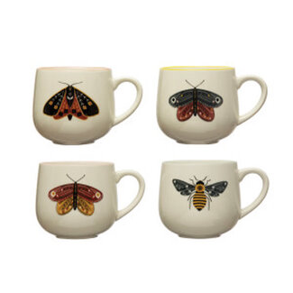 Creative Co-op Mug with Insect & Coloured Rim (more designs)