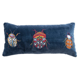 Creative Co-op Velvet Pillow with Beetles