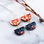 No Man's Land Blue + Red Graphic Stacked Half Circle Earrings