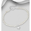 Sterling Silver & Pearl Bracelet w/Heart - 6 1/2"-7 1/2"