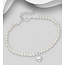 Sterling Silver & Pearl Bracelet w/Heart - 6.5"-7 .5"