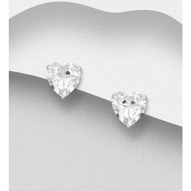 Sterling Silver & Cubic Zirconia Hearts