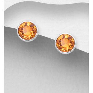 Sterling Sterling Swarovski Circular Studs - Topaz