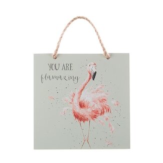 WRENDALE Wooden Plaque Flamingo - Pretty in Pink