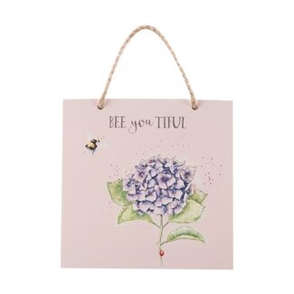 WRENDALE Wooden Plaque Bee - Hydrangea