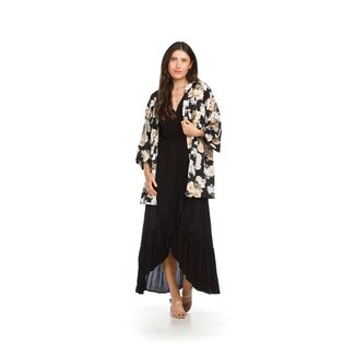 Papillon Candace - Satin Floral Coverup in Black - FINAL SALE