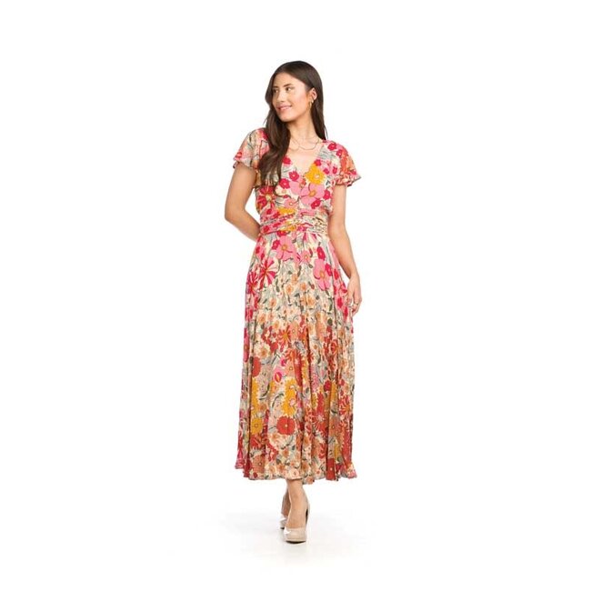 Papillon Frances- Floral Pleated Maxi Dress
