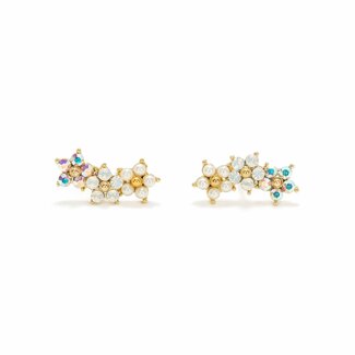 Lover’s Tempo Floral Climber Earrings - White