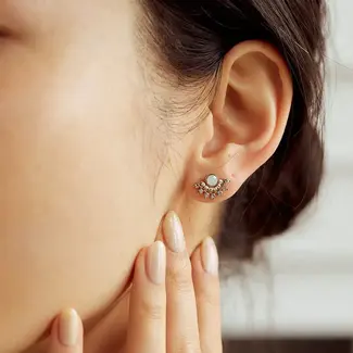 Lover’s Tempo Nico Fan Stud Earrings - White Opal
