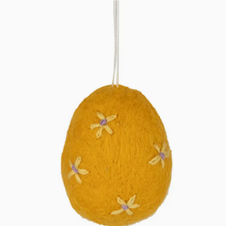 Option 2/ Silver Tree Felt Egg Ornament - Yellow