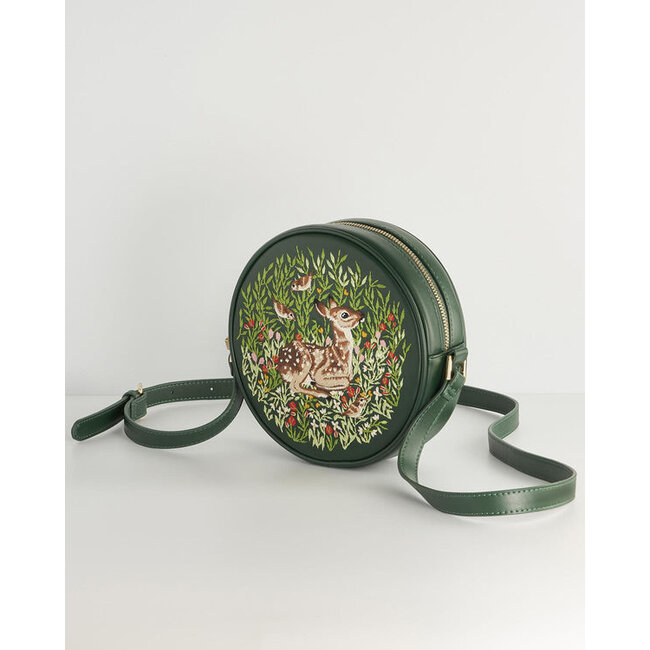 Fable England Chloe Fawn Embroidered Circle Bag Green