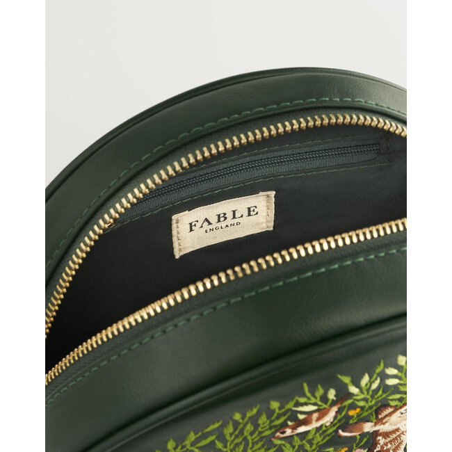 Fable England Chloe Fawn Embroidered Circle Bag Green