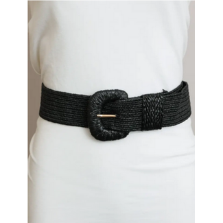Belts Raffia Stretch Belt in Black